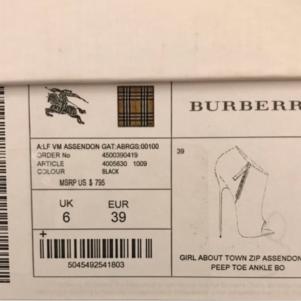 Burberry Black Peep Toe Heels